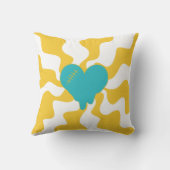 ハートメルト – ターコイズと黄色 クッション (裏面)