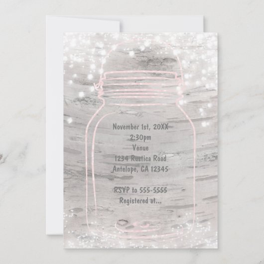 ハートメーソンジャー&ライト樺の木ブライダルシャワー 招待状 (裏面)