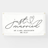 ハートモダンたった今結婚しましたカーバナー付き 横断幕 (横)