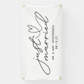 ハートモダンたった今結婚しましたカーバナー付き 横断幕 (縦)