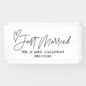 ハートモダンたった今結婚しましたカーバナー 横断幕 (横)