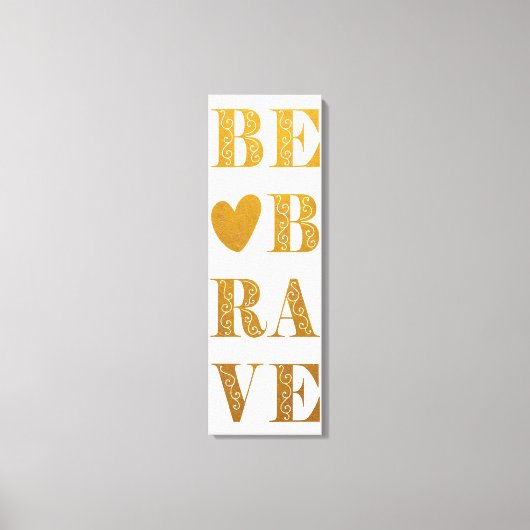 ハートモダンでフェイク金ゴールドと白が勇敢 キャンバスプリント (正面)