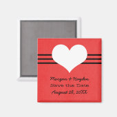 ハートモダンは日付マグネットを赤で保存 マグネット (正面/裏面)