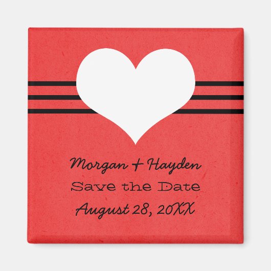 ハートモダンは日付マグネットを赤で保存 マグネット (正面)