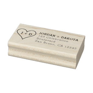 ハートモダンイニシャルウ結婚ッド差出人住所 ラバースタンプ