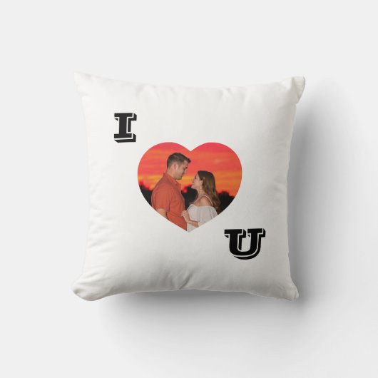 ハートモダンシェイプ写真I Love U クッション (正面)