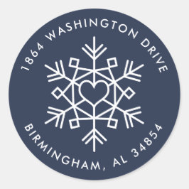 ハートモダンスノーフレークスラウンド差出人住所ラベル ラウンドシール