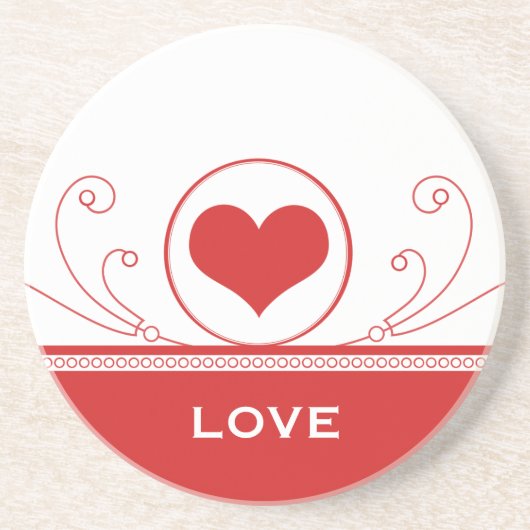 ハートモダンスワーズコースター、赤 コースター (正面)