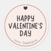 ハートモダンタイポグラフィミニマリストバレンタインデー ラウンドシール (正面)