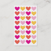 ハートモダンダマスクパターン明るいピンク色の黄色 名刺 (裏面)