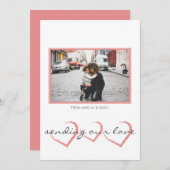 ハートモダンピンク写真バレンタインデー シーズンカード (正面/裏面)