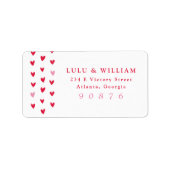 ハートモダンピンク&レッドハンドドロー差出人住所 ラベル (正面)