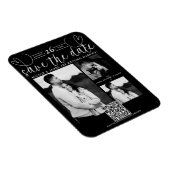 ハートモダンブラック&ホワイトシック日付を保存 マグネット (右側)