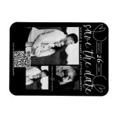 ハートモダンブラック&ホワイトシック日付を保存 マグネット (横)