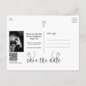 ハートモダンブラック&ホワイトシック日付を保存 案内ポストカード (裏面)