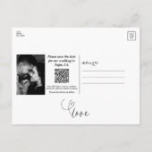 ハートモダンブラック&ホワイトシック日付を保存 案内ポストカード (裏面)