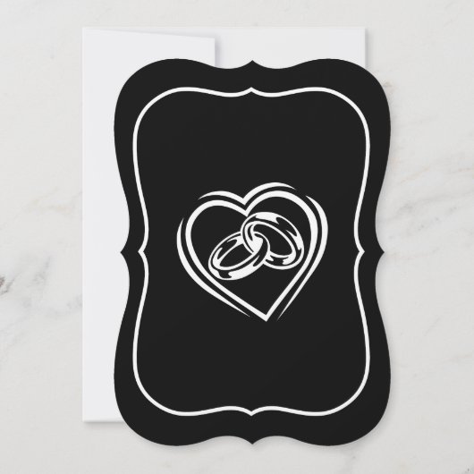 ハートモダンミニマリスト白黒記念日 招待状 (裏面)