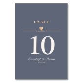 ハートモダンミニマル海軍ブルー結婚ズ テーブルナンバー (裏面)