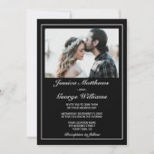 ハートモダンミニマル黒写真結婚ズ 招待状 (正面)