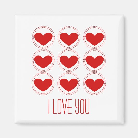 ハートモダンラブマグネット、赤 マグネット (正面)