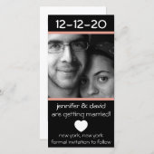 ハートモダン保存の日付（桃） セーブザデート (正面/裏面)