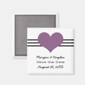 ハートモダン保存日付マグネット、紫 マグネット (正面/裏面)