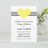 ハートモダン保存日付招待状、黄色 セーブザデート (スタンド正面)