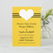 ハートモダン保存日付招待状、黄色 セーブザデート (スタンド正面)