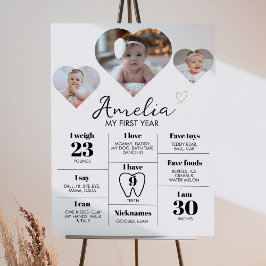 ハートモダン写真1st誕生日マイルストーンのサイン ポスター