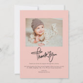 ハートモダン台本フォトピンクのベビーガール 案内状 (裏面)