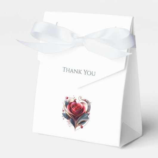 ハートモダン型バラの結婚ありがとう フェイバーボックス (正面サイド)