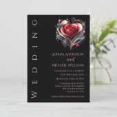 ハートモダン型バラ結婚式招待状 招待状 (スタンド正面)