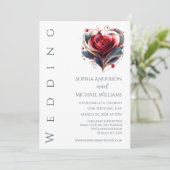 ハートモダン型バラ結婚式招待状 招待状 (スタンド正面)