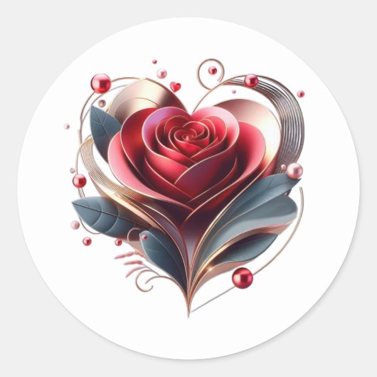 ハートモダン型バラ ラウンドシール (正面)