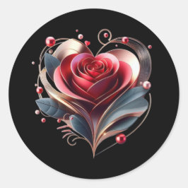 ハートモダン型バラ ラウンドシール
