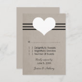 ハートモダン応答カード、ベージュ 出欠カード (正面/裏面)