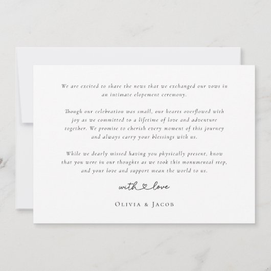 ハートモダン書道私たちは飛び出した写真 案内状 (裏面)