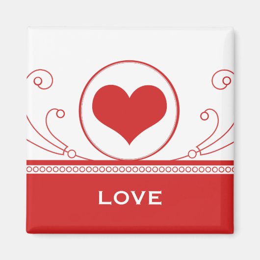 ハートモダン渦巻き磁石、赤 マグネット (正面)