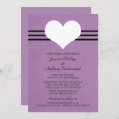 ハートモダン結婚式の招待、紫 招待状 (正面/裏面)