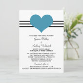 ハートモダン結婚式の招待、青 招待状 (スタンド正面)
