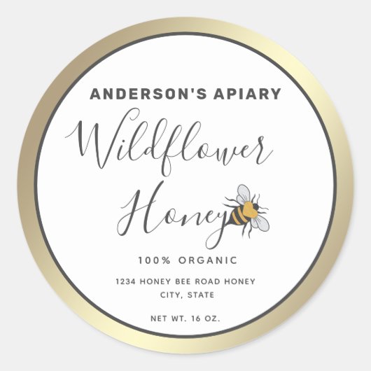 ハートモダン蜂蜜瓶 ラウンドシール (正面)