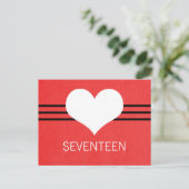 ハートモダン表番号はがき、赤 ポストカード (スタンド正面)