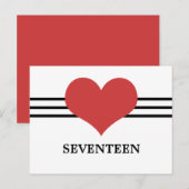 ハートモダン表番号はがき、赤 ポストカード (正面/裏面)