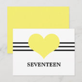 ハートモダン表番号はがき、黄色 ポストカード (正面/裏面)
