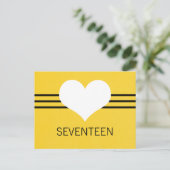 ハートモダン表番号はがき、黄色 ポストカード (スタンド正面)