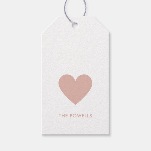 ハートモダン赤面ピンク水玉模様シックカスタム ギフトタグ (正面)