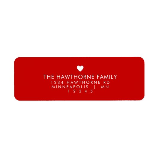 ハートモダン送信ラブシックミニマルレッドアドレス ラベル (正面)