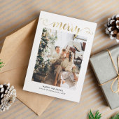 ハートモダン金ゴールドスメリークリプトフォトクリスマス シーズンカード