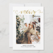 ハートモダン金ゴールドスメリークリプトフォトクリスマス シーズンカード (正面)