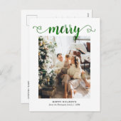 ハートモダン金ゴールドスメリークリプトフォトクリスマス シーズンポストカード (正面/裏面)